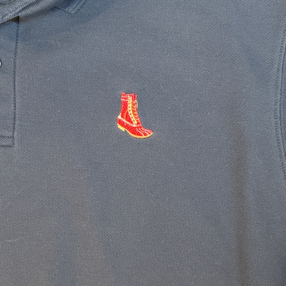 L.L.Bean Polo Shirt Navy Bean Boot Embroidered Logo Y2K Era Size L - Picture 3 of 7